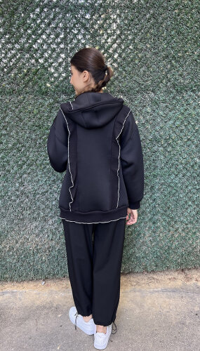 StudioNish Fırfır Detaylı Scuba Ceket SİYAH - 5