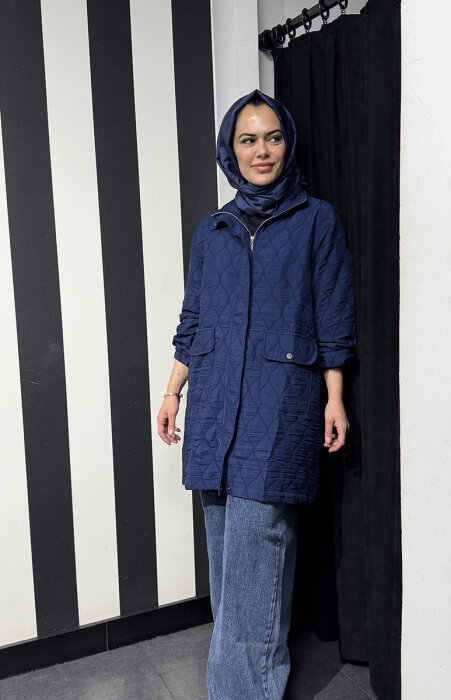 StudioNish Kapitone Trenç LACİVERT - 3