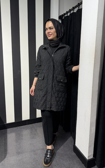 StudioNish Kapitone Trenç SİYAH - 4