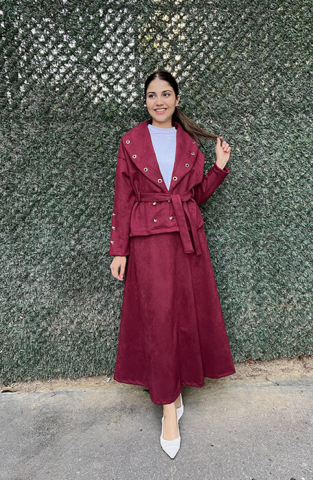 StudioNish Kuş Gözü Etekli Takım Burgonya - 1