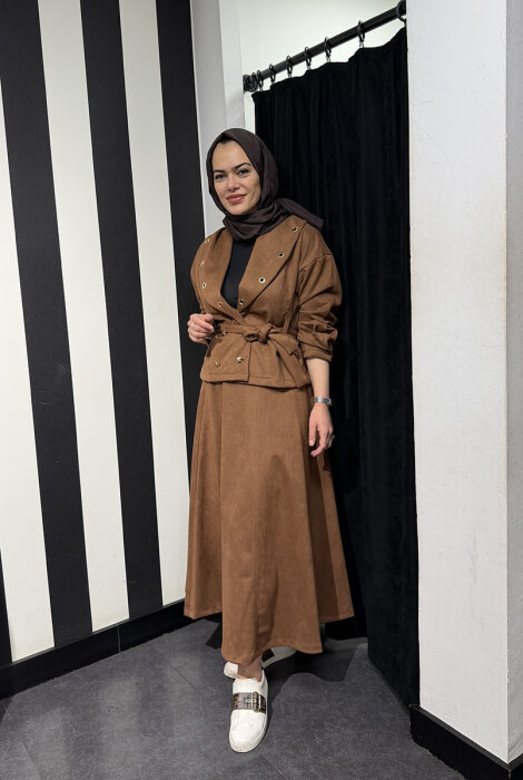 StudioNish Kuş Gözü Etekli Takım KAHVE - 2