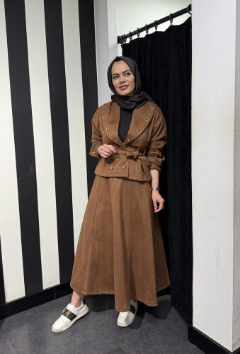 StudioNish Kuş Gözü Etekli Takım KAHVE - 3