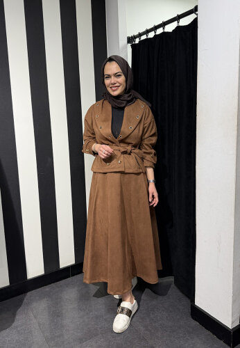 StudioNish Kuş Gözü Etekli Takım KAHVE - 4