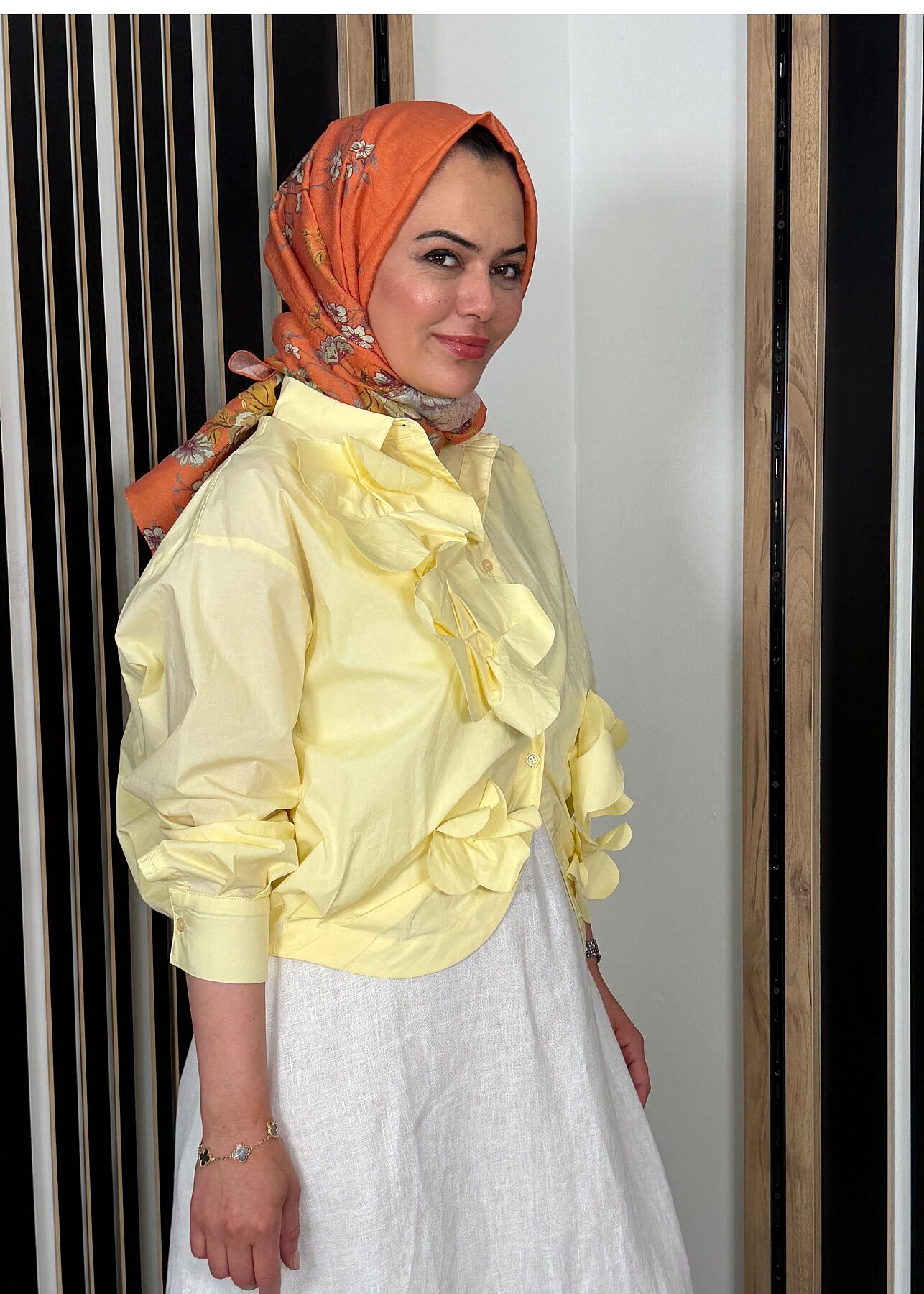 StudioNish Önü Çiçekli Gömlek SARI - 5