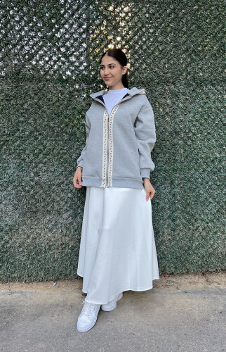 StudioNish Önü Taşlı Ceket GRİ - 3