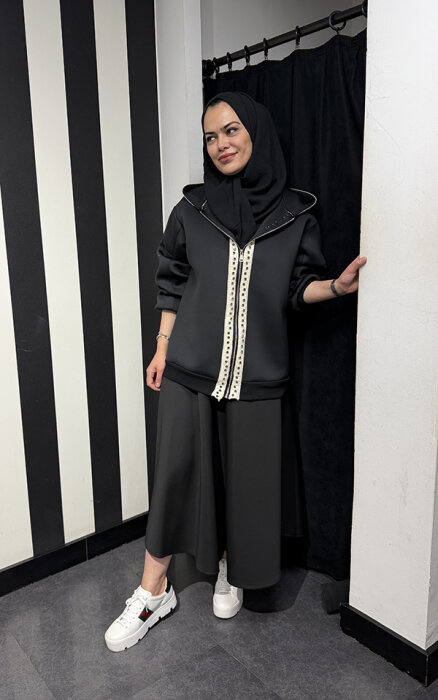 StudioNish Önü Taşlı Ceket SİYAH - 2