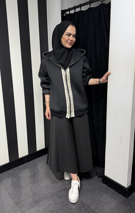 StudioNish Önü Taşlı Ceket SİYAH - 1