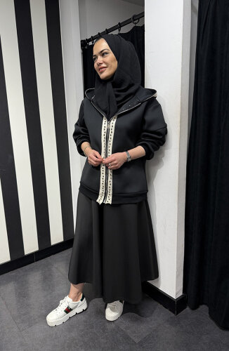 StudioNish Önü Taşlı Ceket SİYAH - 3