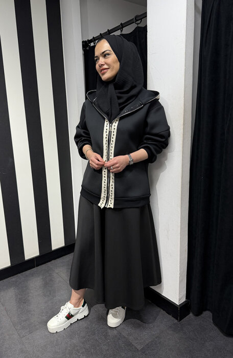 StudioNish Önü Taşlı Ceket SİYAH - 3