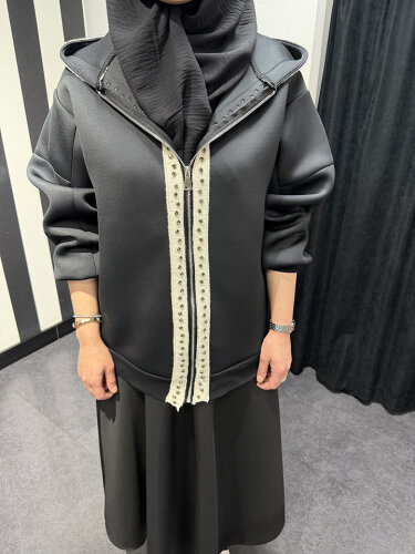 StudioNish Önü Taşlı Ceket SİYAH - 4