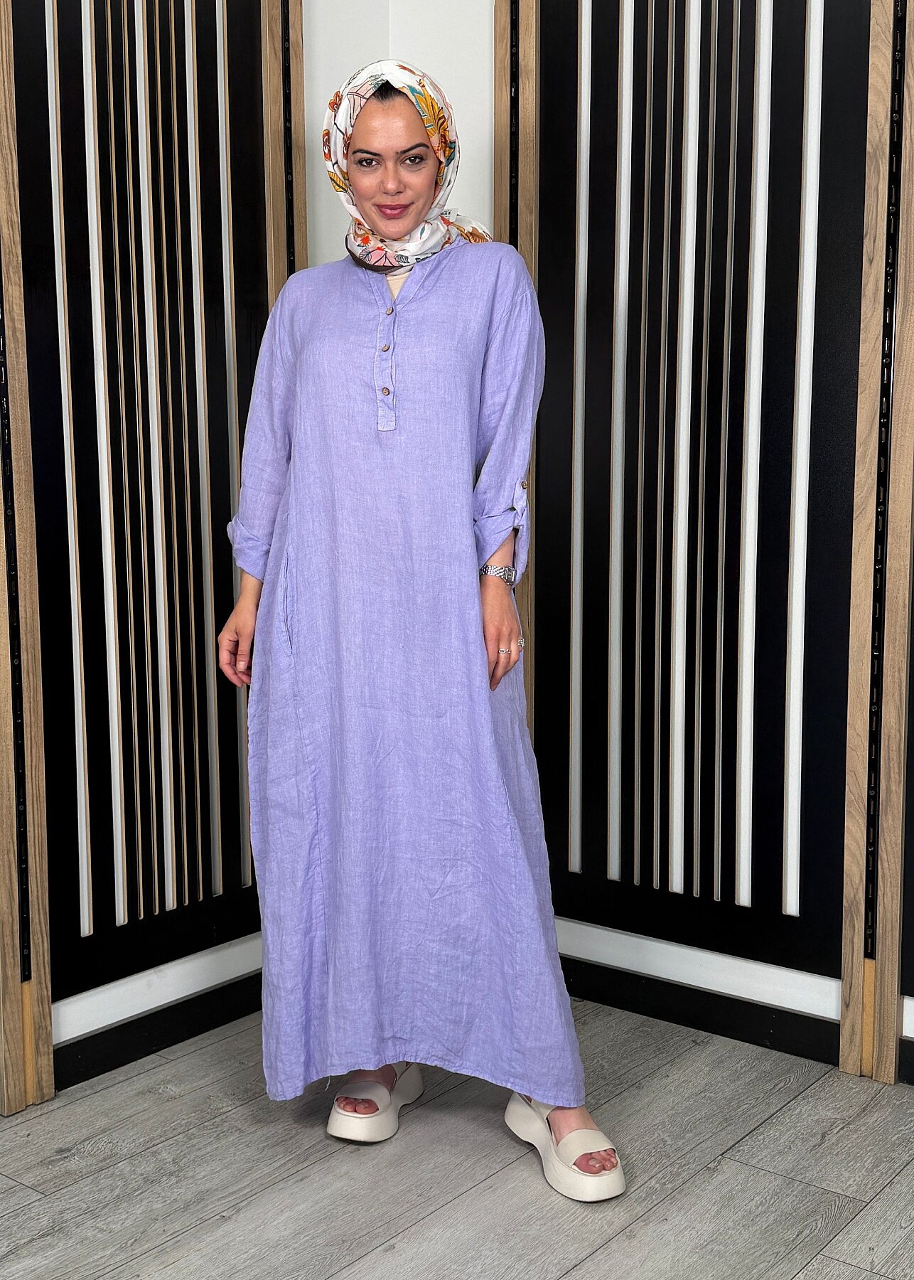 StudioNish Sade Elbise LİLA - 1
