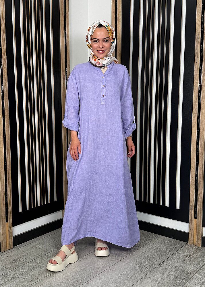 StudioNish Sade Elbise LİLA - 6
