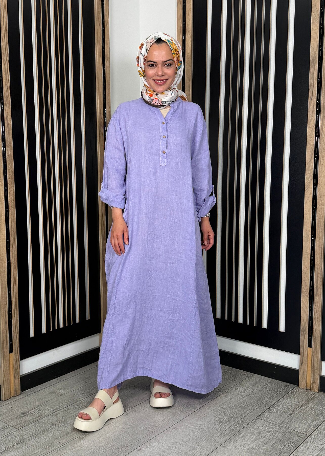StudioNish Sade Elbise LİLA - 6
