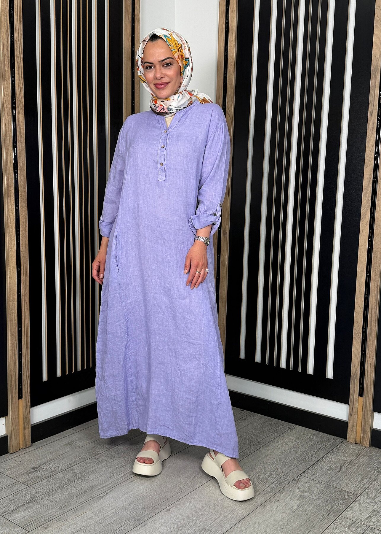 StudioNish Sade Elbise LİLA - 3