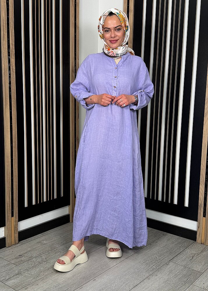StudioNish Sade Elbise LİLA - 4
