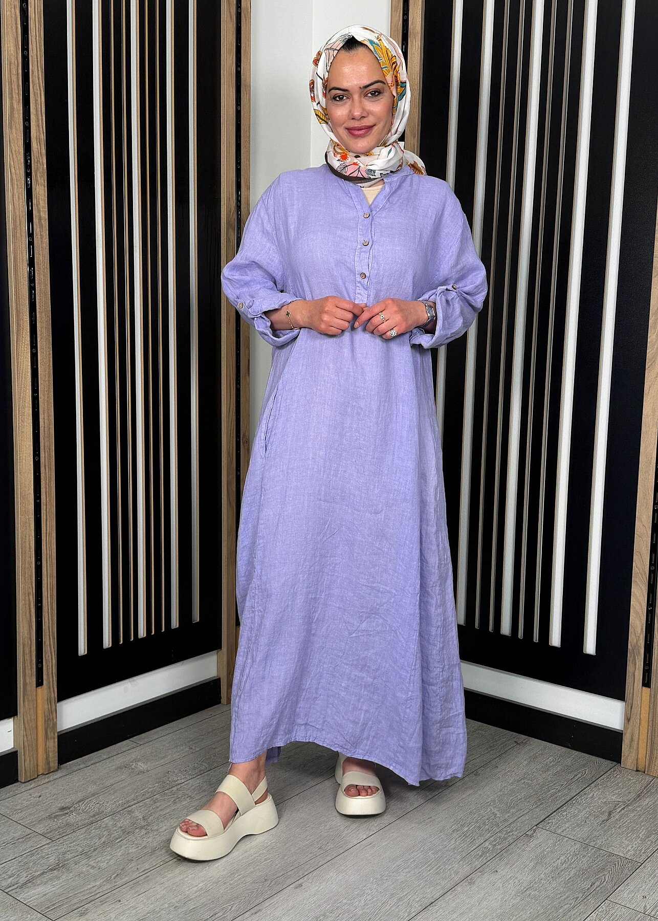 StudioNish Sade Elbise LİLA - 4