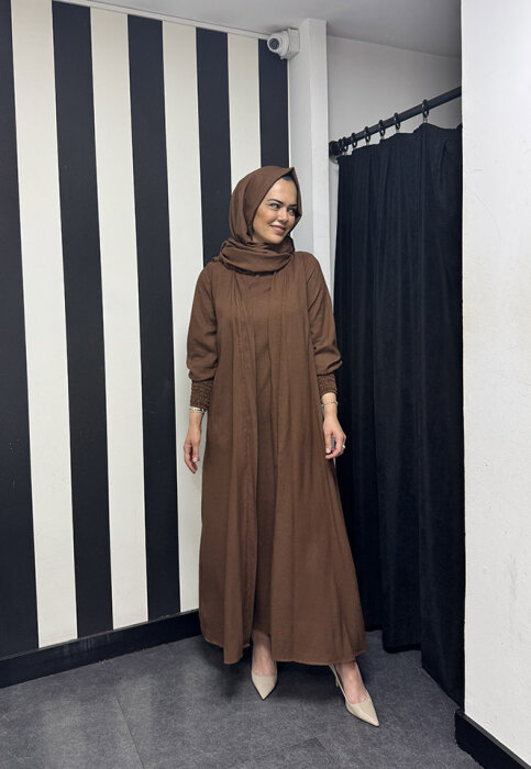StudioNish Şallı Elbise KAHVE - 2