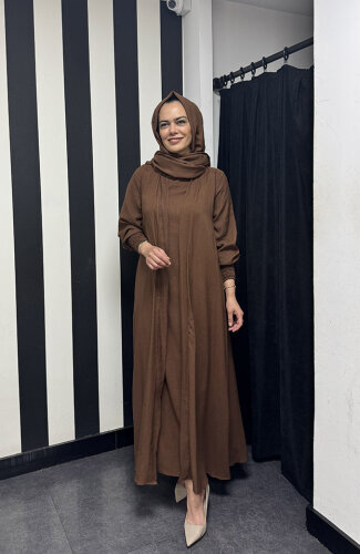 StudioNish Şallı Elbise KAHVE - 3