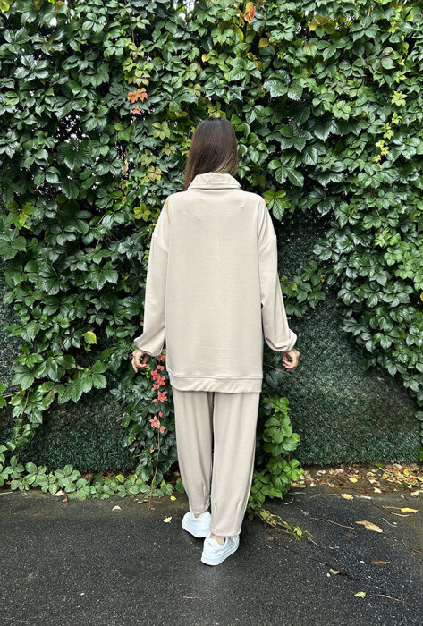 StudioNish Yakası Fermuarlı Pantolonlu Takım TAŞ - 3