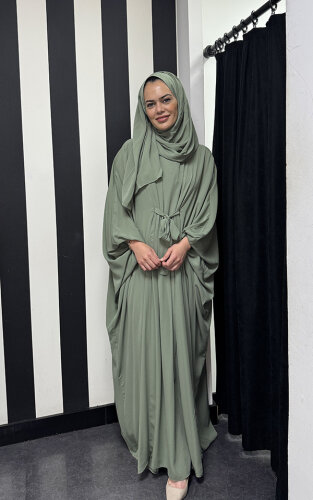 StudioNish Yarasa Kol Belden Kuşaklı Elbise MİNT - 2