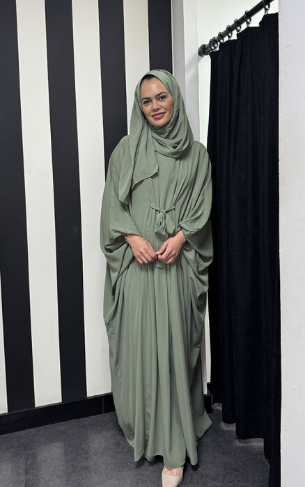 StudioNish Yarasa Kol Belden Kuşaklı Elbise MİNT - 2