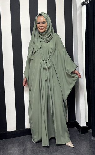 StudioNish Yarasa Kol Belden Kuşaklı Elbise MİNT - 4