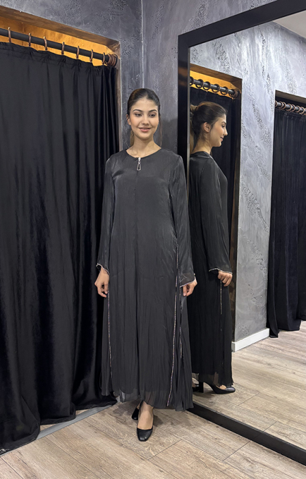 Şükran Küçük Taş Detaylı Ferace SİYAH - 4