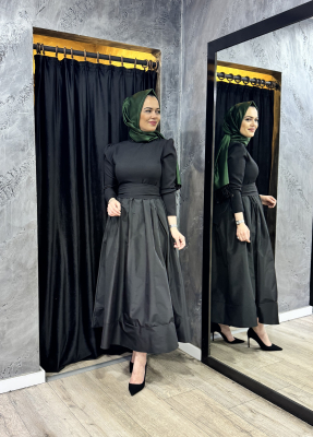 Taba Tafta Elbise SİYAH - 6