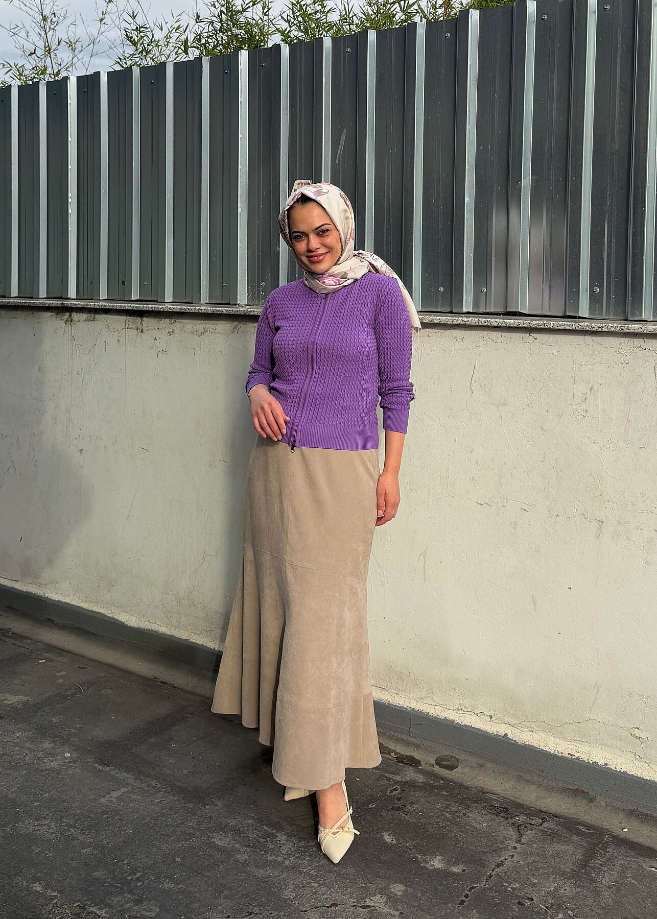 UniQue Basic Fermuar Detaylı Triko Hırka MOR - 1