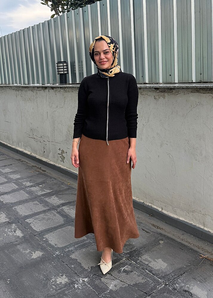 UniQue Basic Fermuar Detaylı Triko Hırka SİYAH - 3