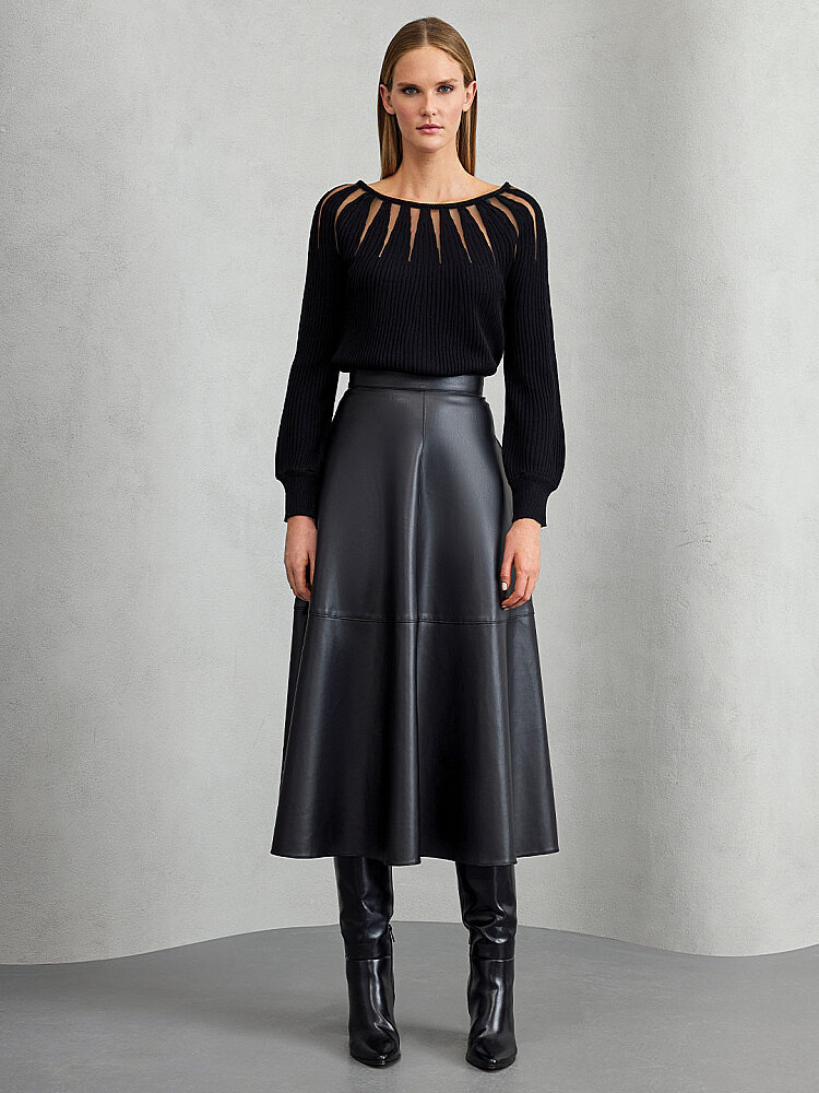 Unıque Deri Etek SİYAH - 3
