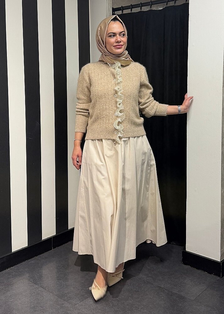 UniQue Kumaş Garnili Triko Hırka TAŞ - 2