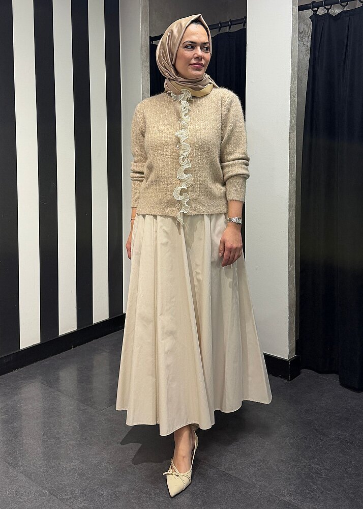 UniQue Kumaş Garnili Triko Hırka TAŞ - 6