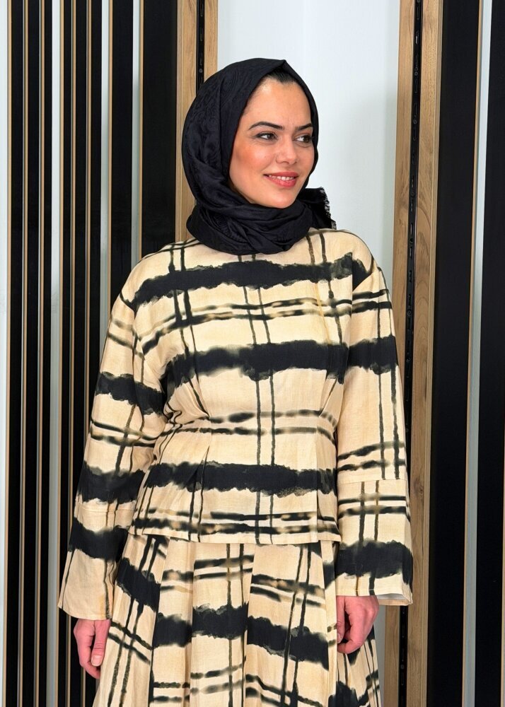 VeNöve Elva Tunik Siyah Çizgili