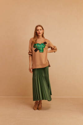 VeNöve Embroidery Sweat CAMEL