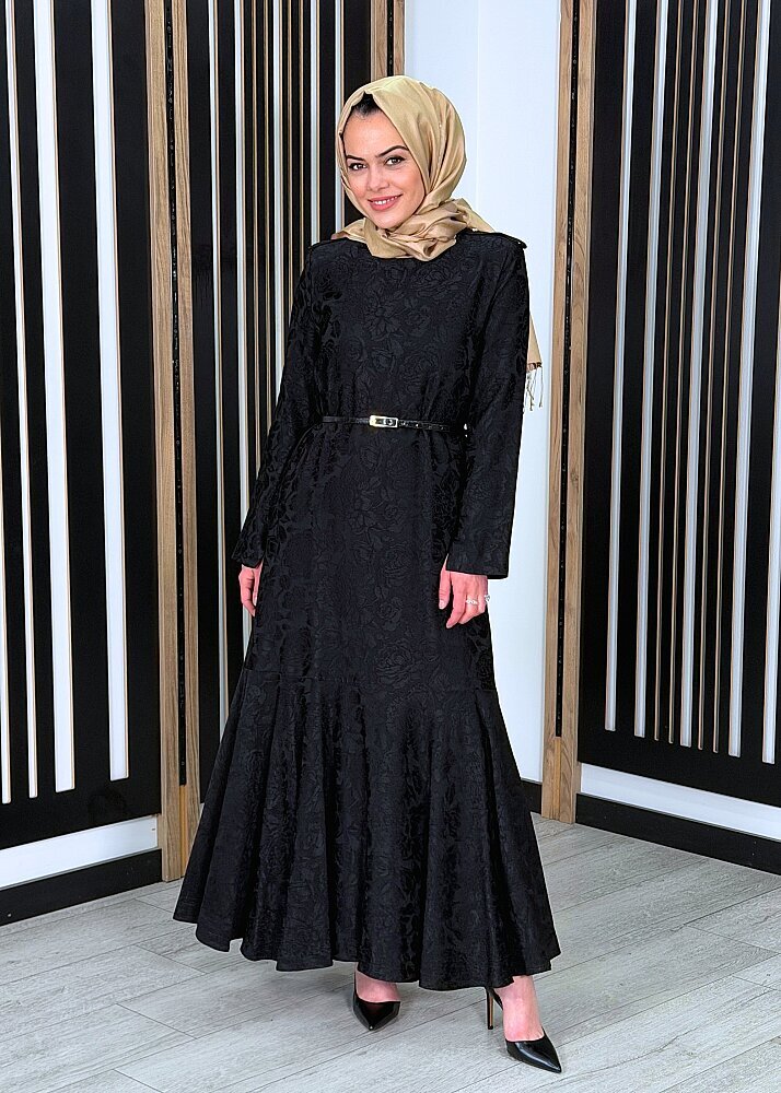 Vuu Apoletli Jakar Elbise SİYAH - 2