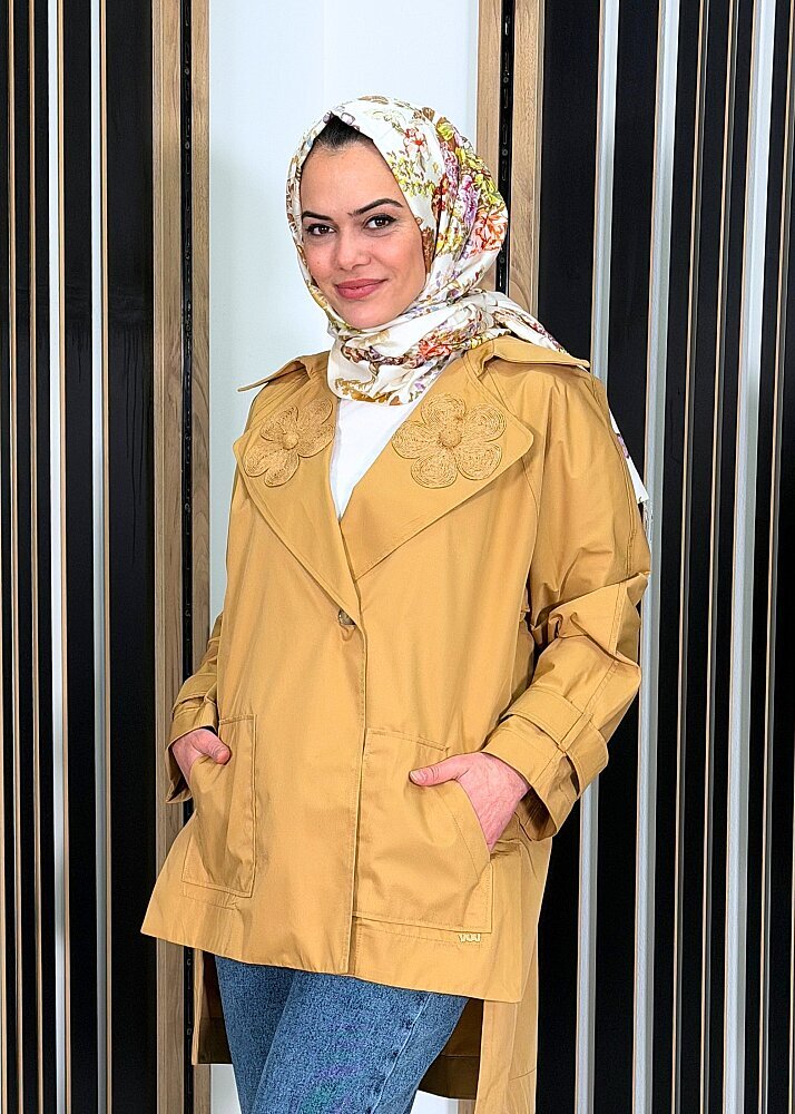 Vuu Arkası Uzun Oversize Ceket CAMEL