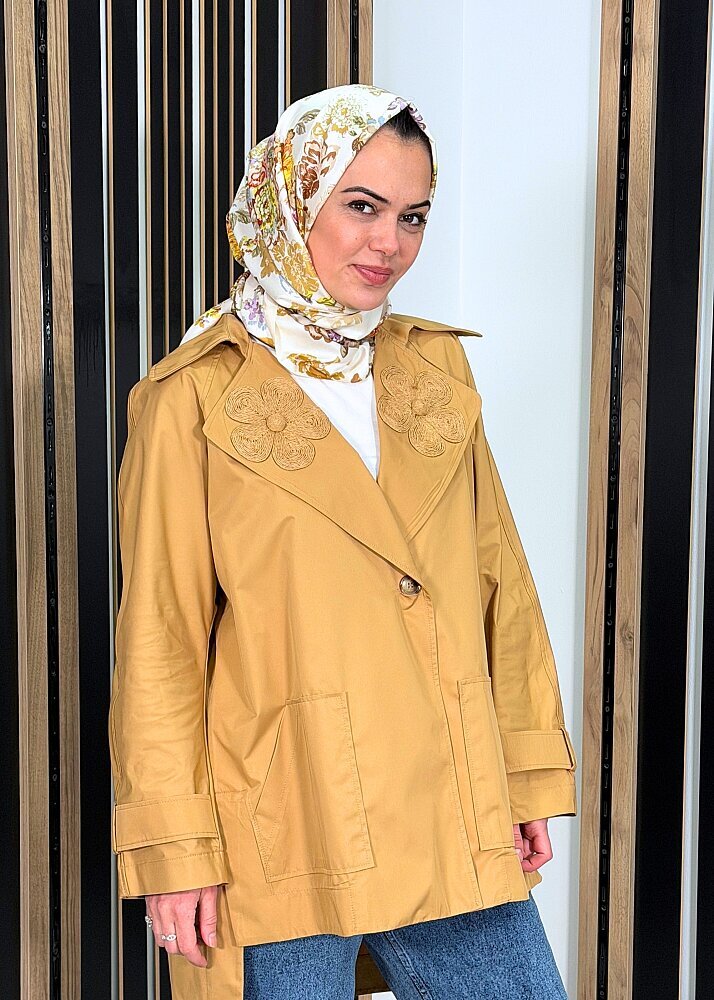 Vuu Arkası Uzun Oversize Ceket CAMEL - 2