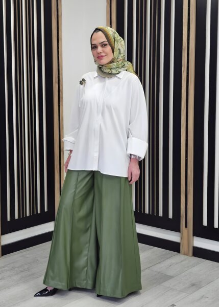 Vuu Bol Manşetli Gömlek BEYAZ - 6