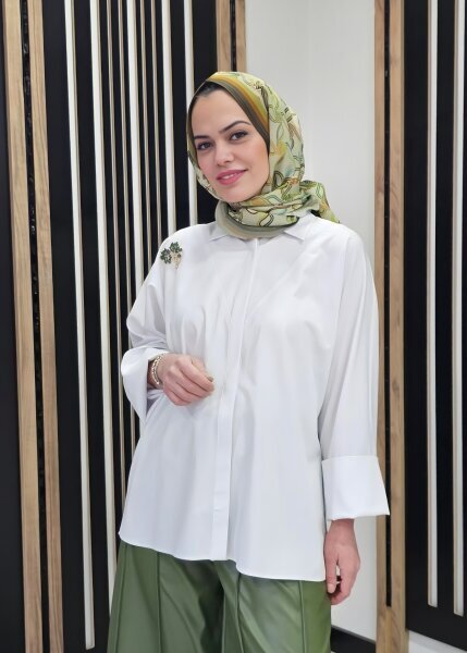 Vuu Bol Manşetli Gömlek BEYAZ