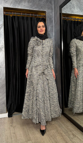 Vuu Chanell Kumaş Elbise SİYAH