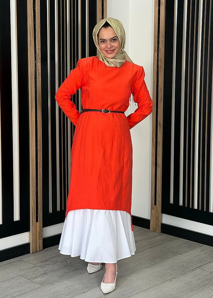 Vuu Eteği Poplin Twill Elbise NarÇiceği - 2