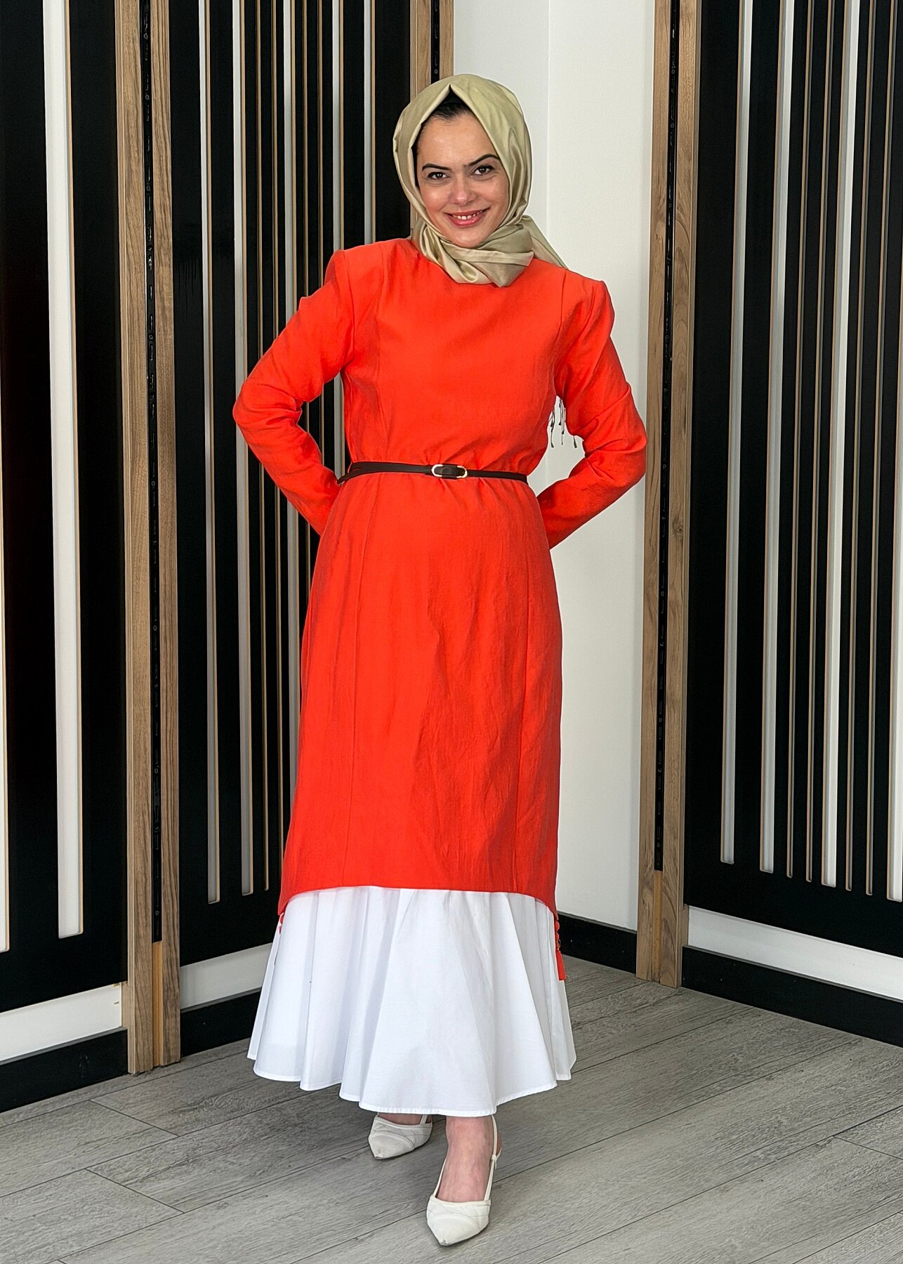 Vuu Eteği Poplin Twill Elbise NarÇiceği - 2