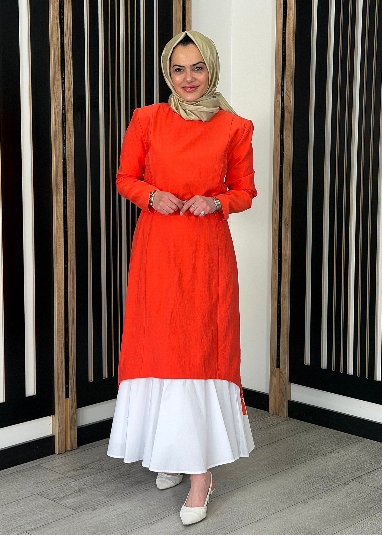 Vuu Eteği Poplin Twill Elbise NarÇiceği - 1