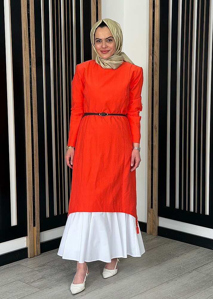 Vuu Eteği Poplin Twill Elbise NarÇiceği - 3