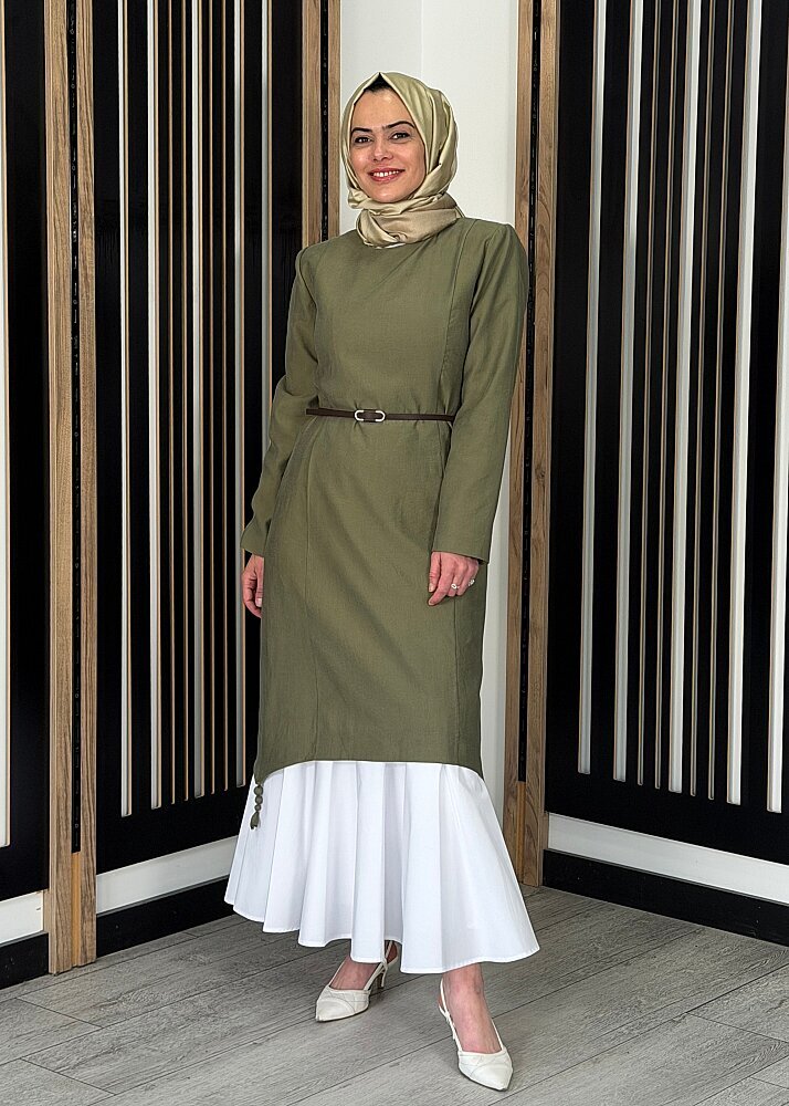 Vuu Eteği Poplin Twill Elbise YEŞİL