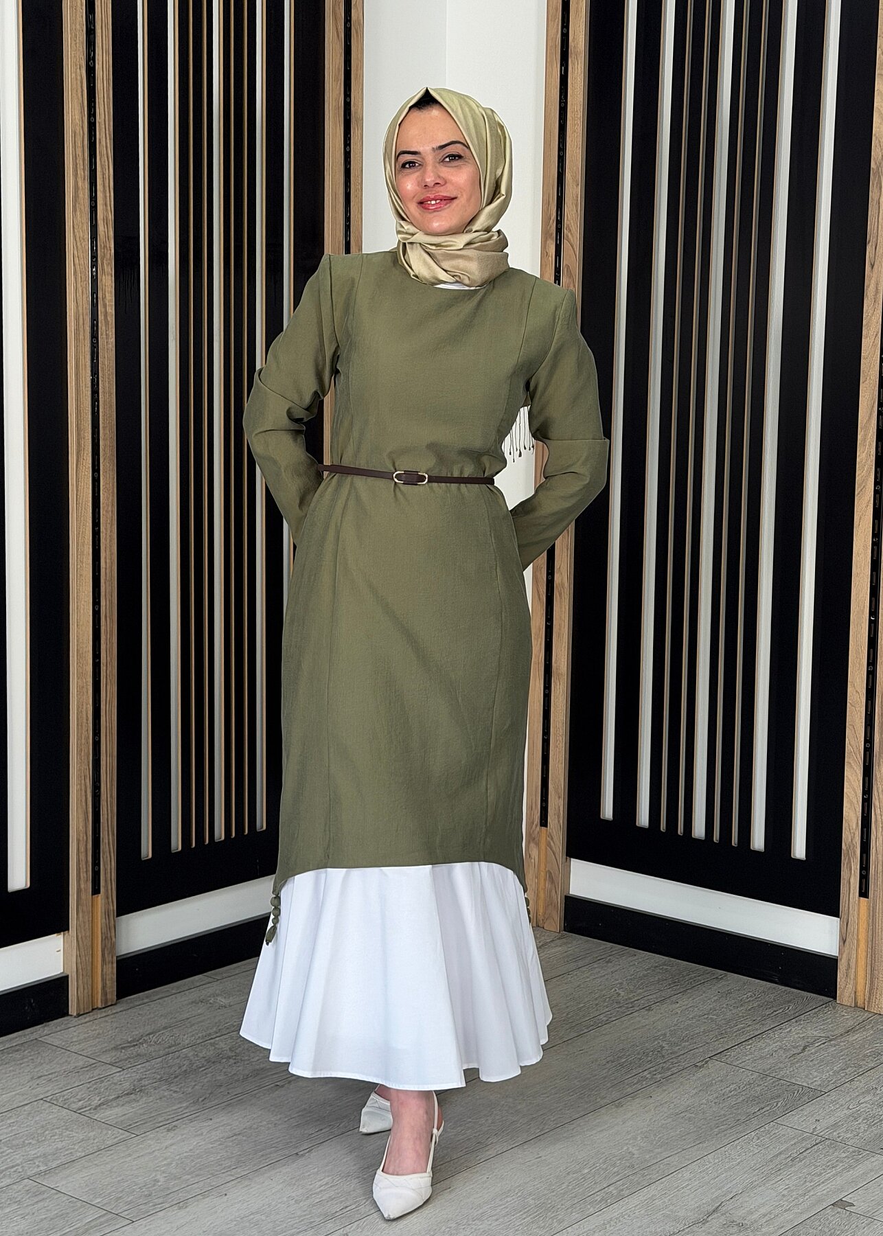 Vuu Eteği Poplin Twill Elbise YEŞİL - 2