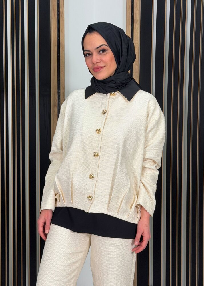 Vuu Garnili Tüvit Ceket EKRU