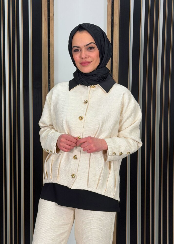 Vuu Garnili Tüvit Ceket EKRU - 2