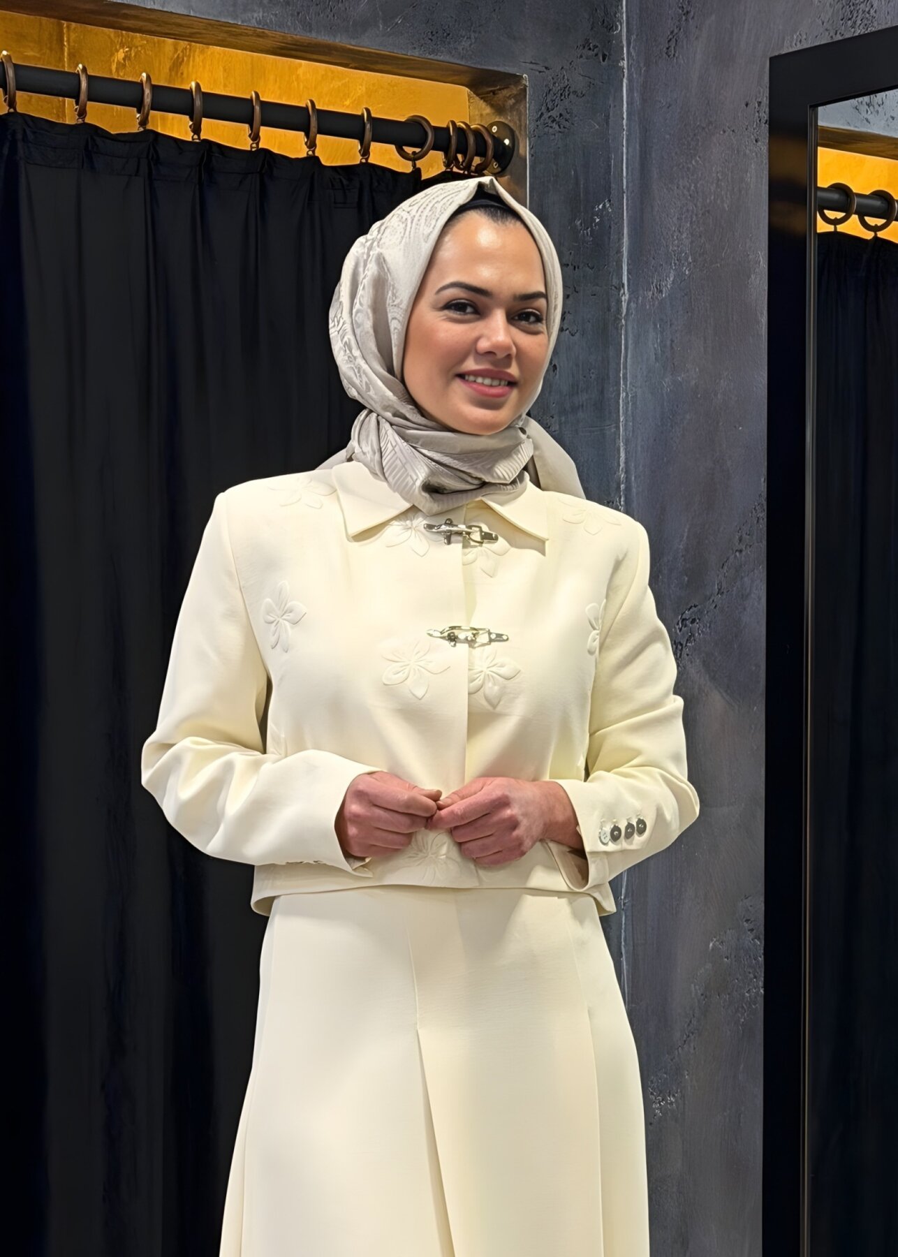 Vuu Gofre Baskılı Kısa Ceket EKRU - 1